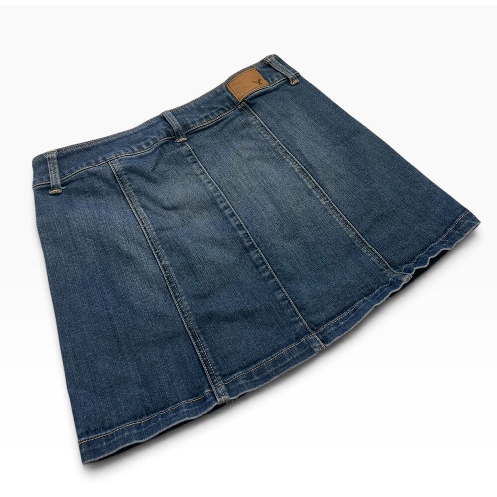 Y2K American Eagle Jean Skirt Size 6 Stretch Denim Button Front 4014/14 - Picture 2 of 7